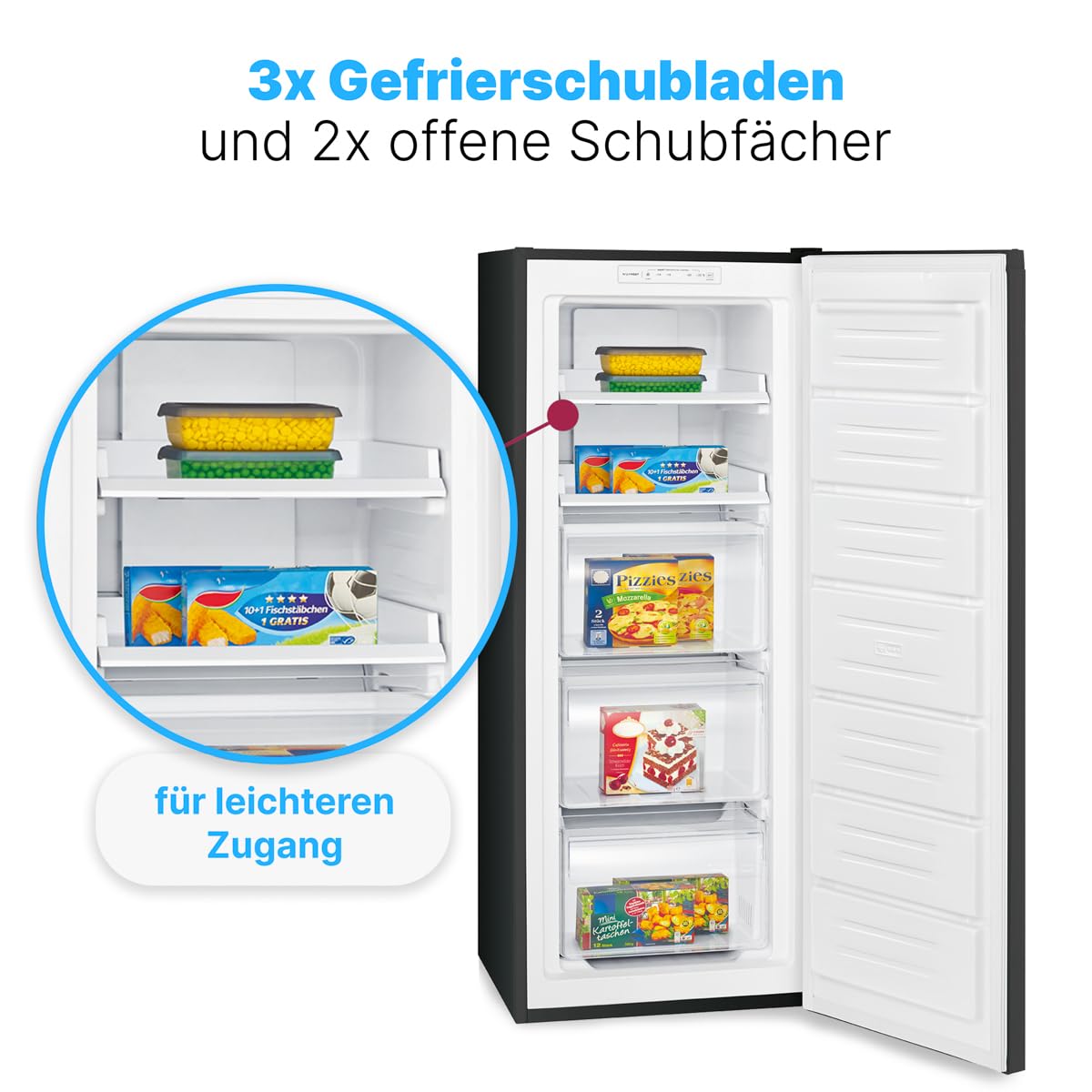 Bomann Gefrierschrank 161L – No Frost, Dark Inox