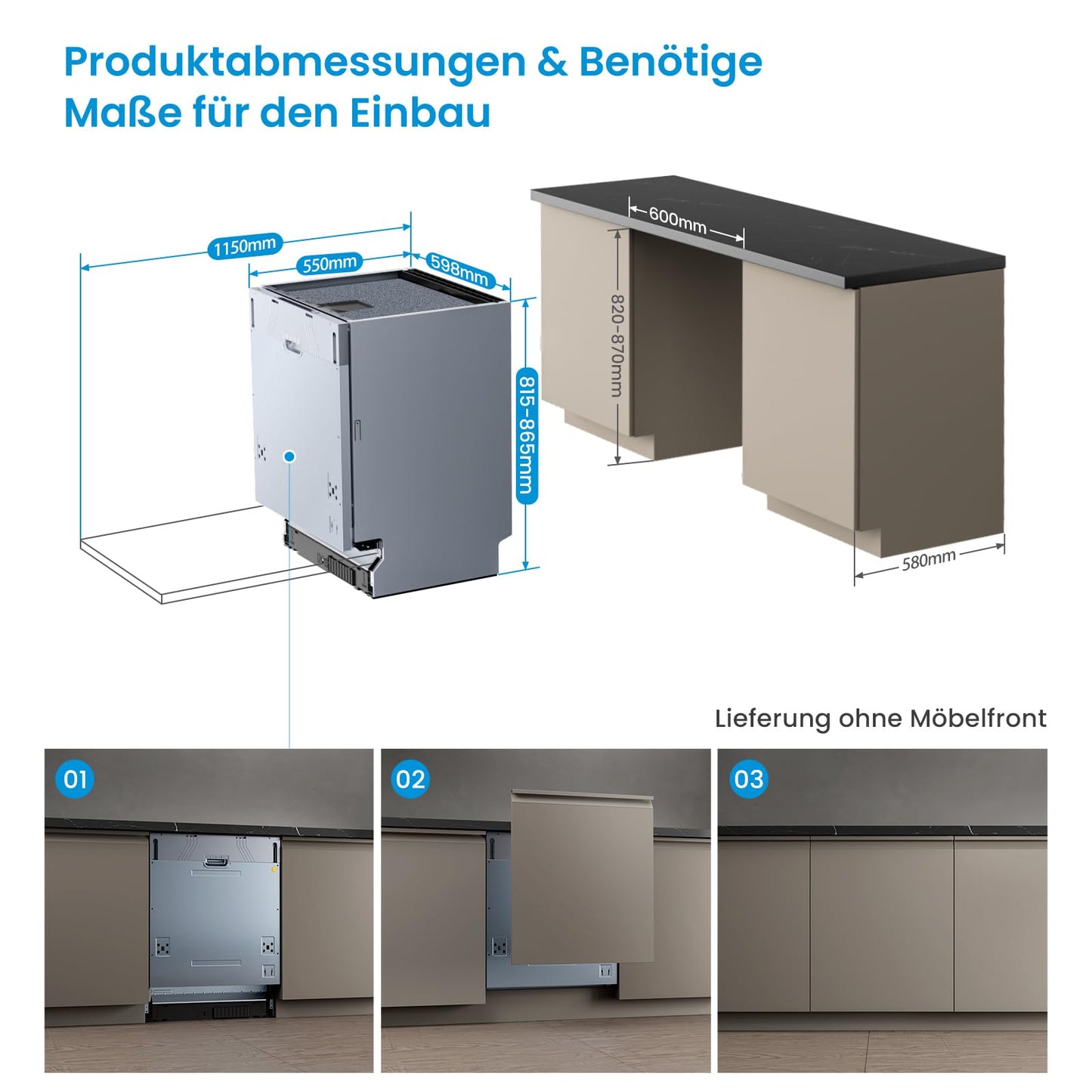 Midea Vollintegrierter Einbau-Geschirrspüler 60cm