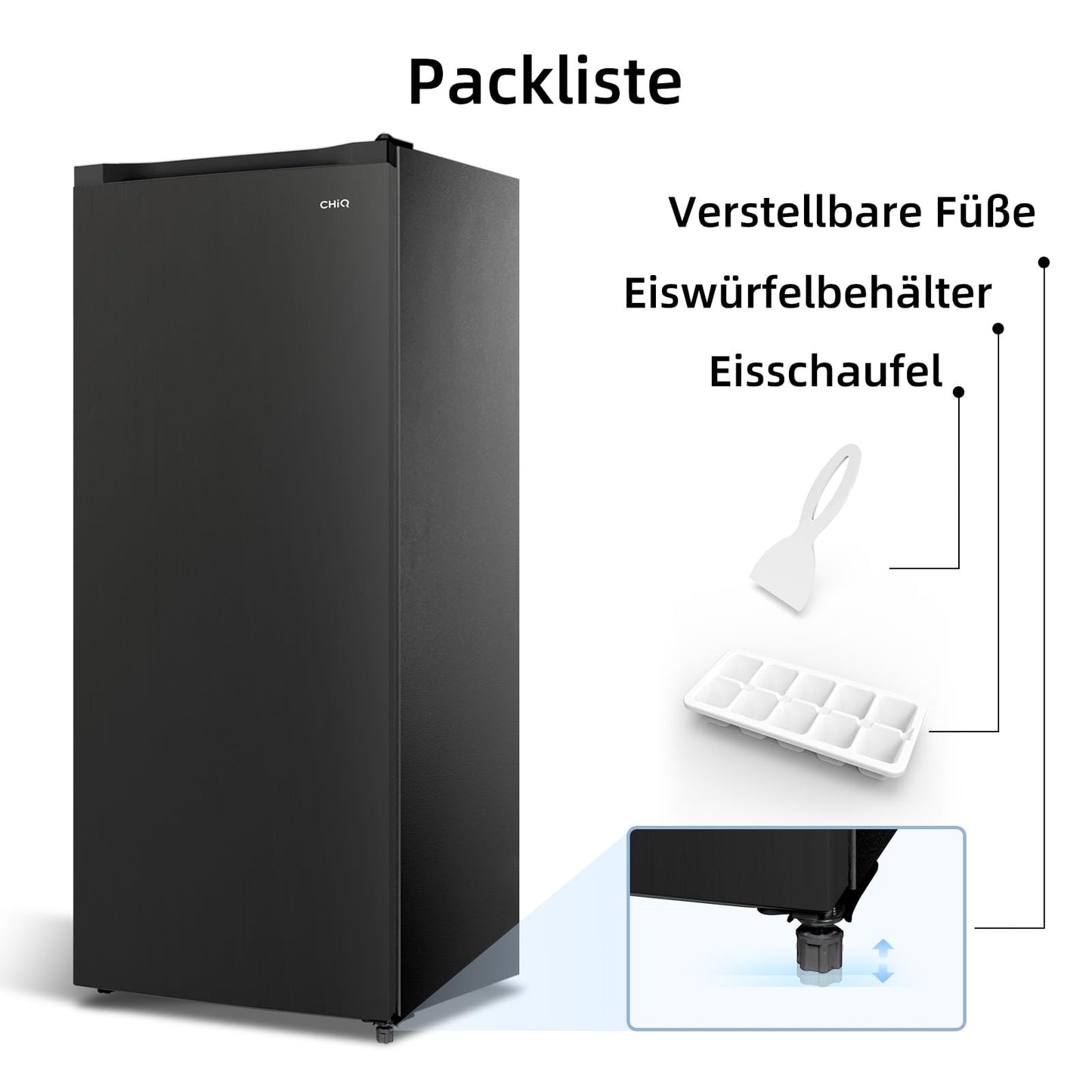 CHiQ Gefrierschrank 177L – 144cm, Weiß