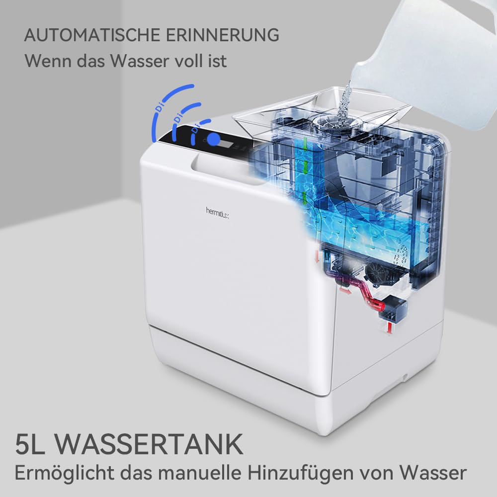 Hermitlux Mini Geschirrspüler 4 Gedecke Warmlufttrocknung