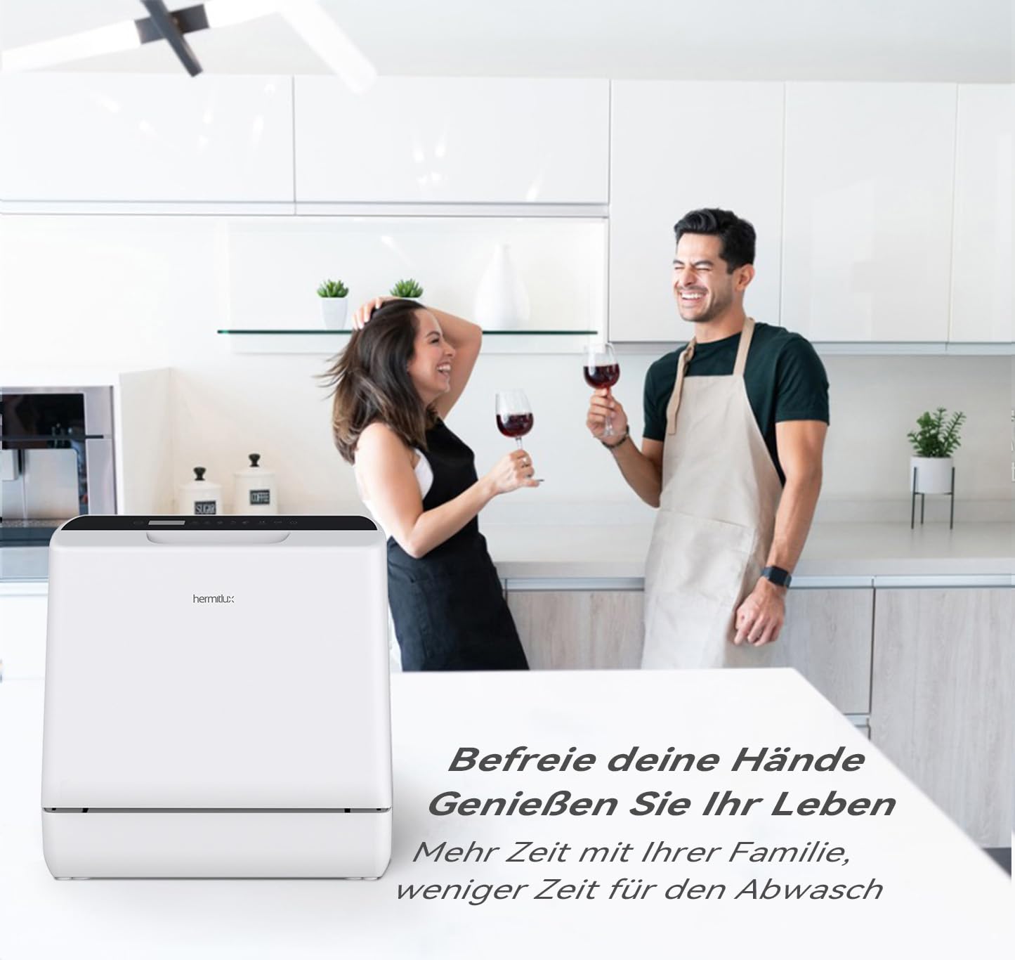 Hermitlux Mini Geschirrspüler 4 Gedecke Warmlufttrocknung