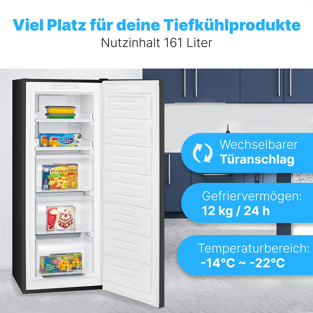 Bomann Gefrierschrank 161L – No Frost, Dark Inox