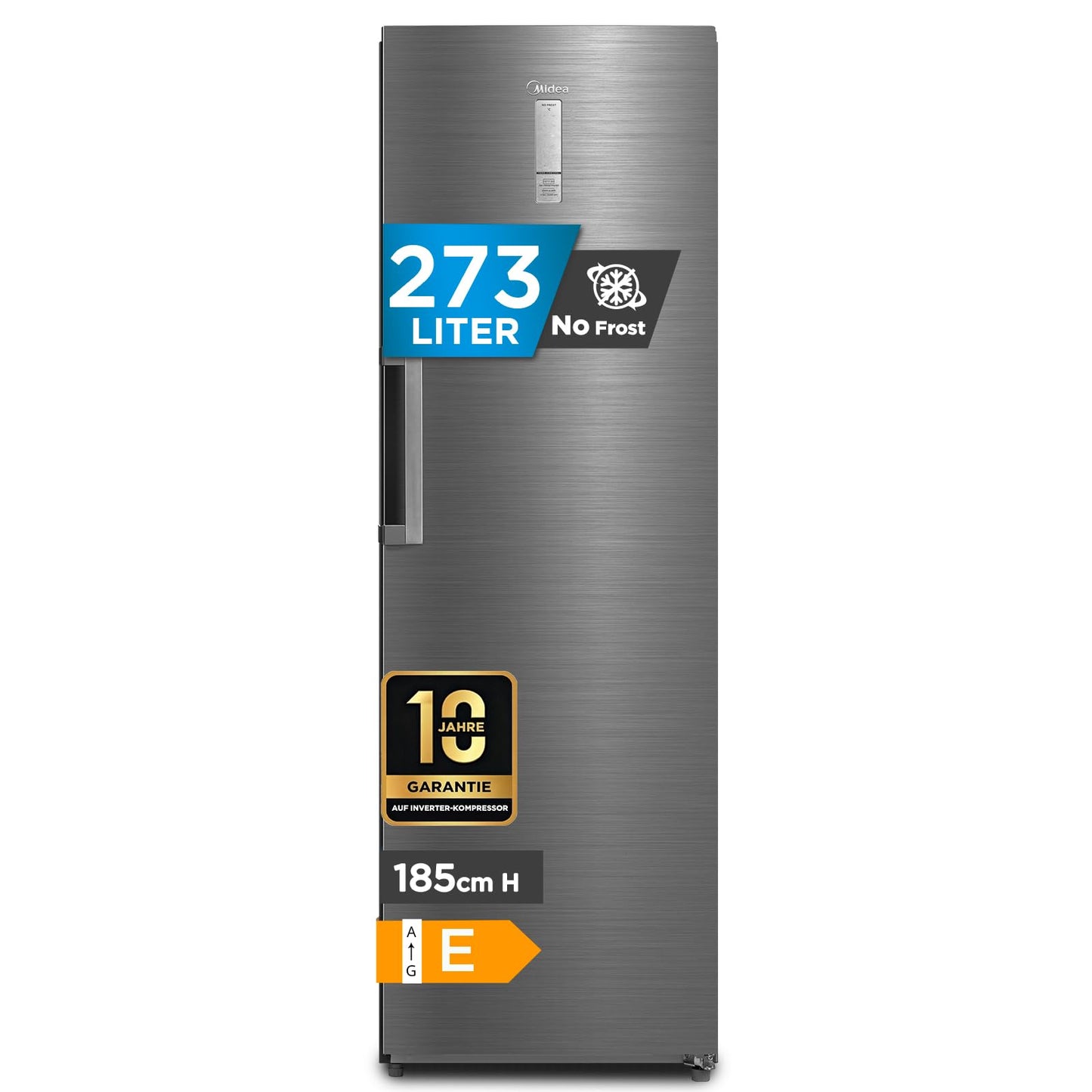 Midea Kühlschrank/Gefrierschrank 273L – 185cm, No Frost, Inox