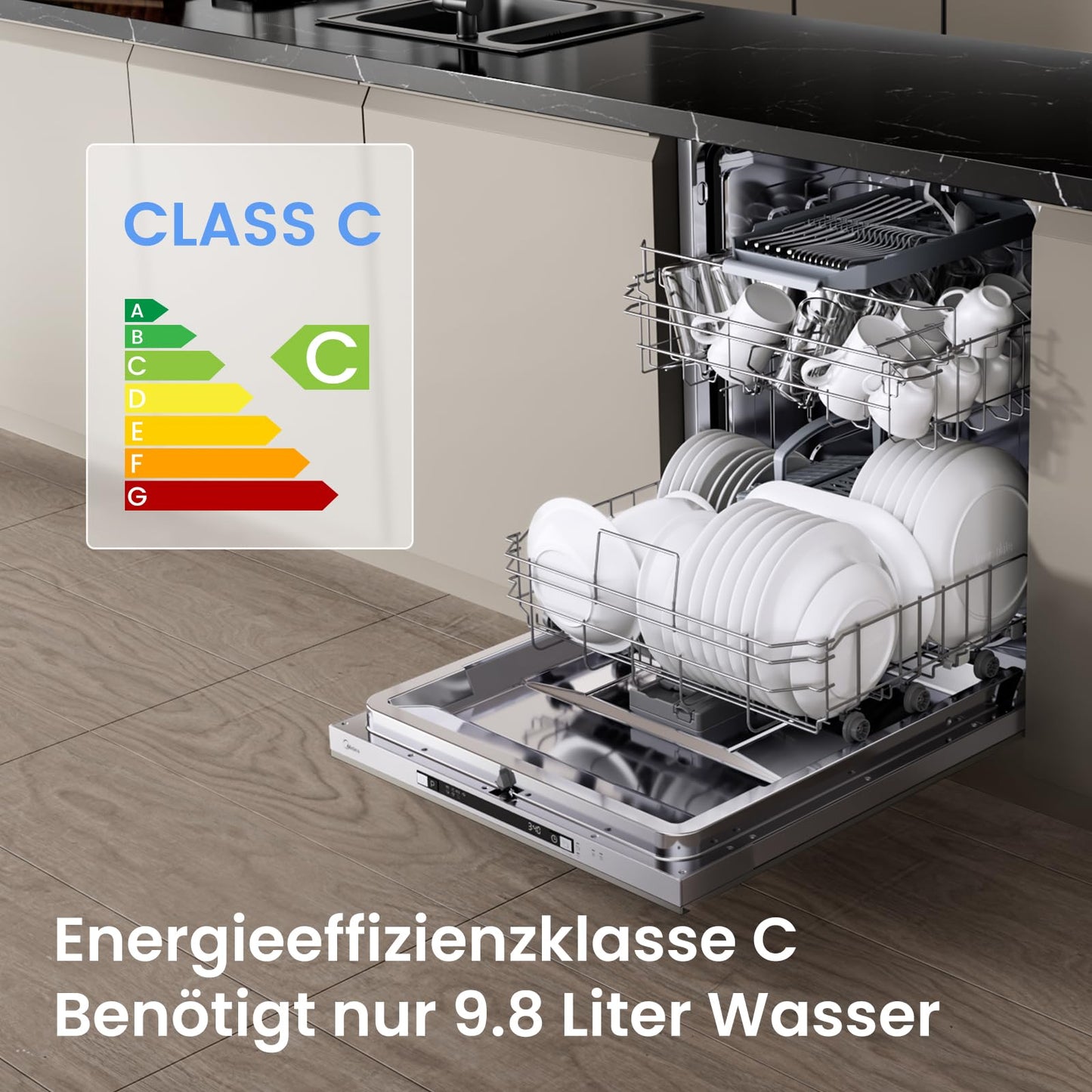 Midea Vollintegrierter Einbau-Geschirrspüler 60cm