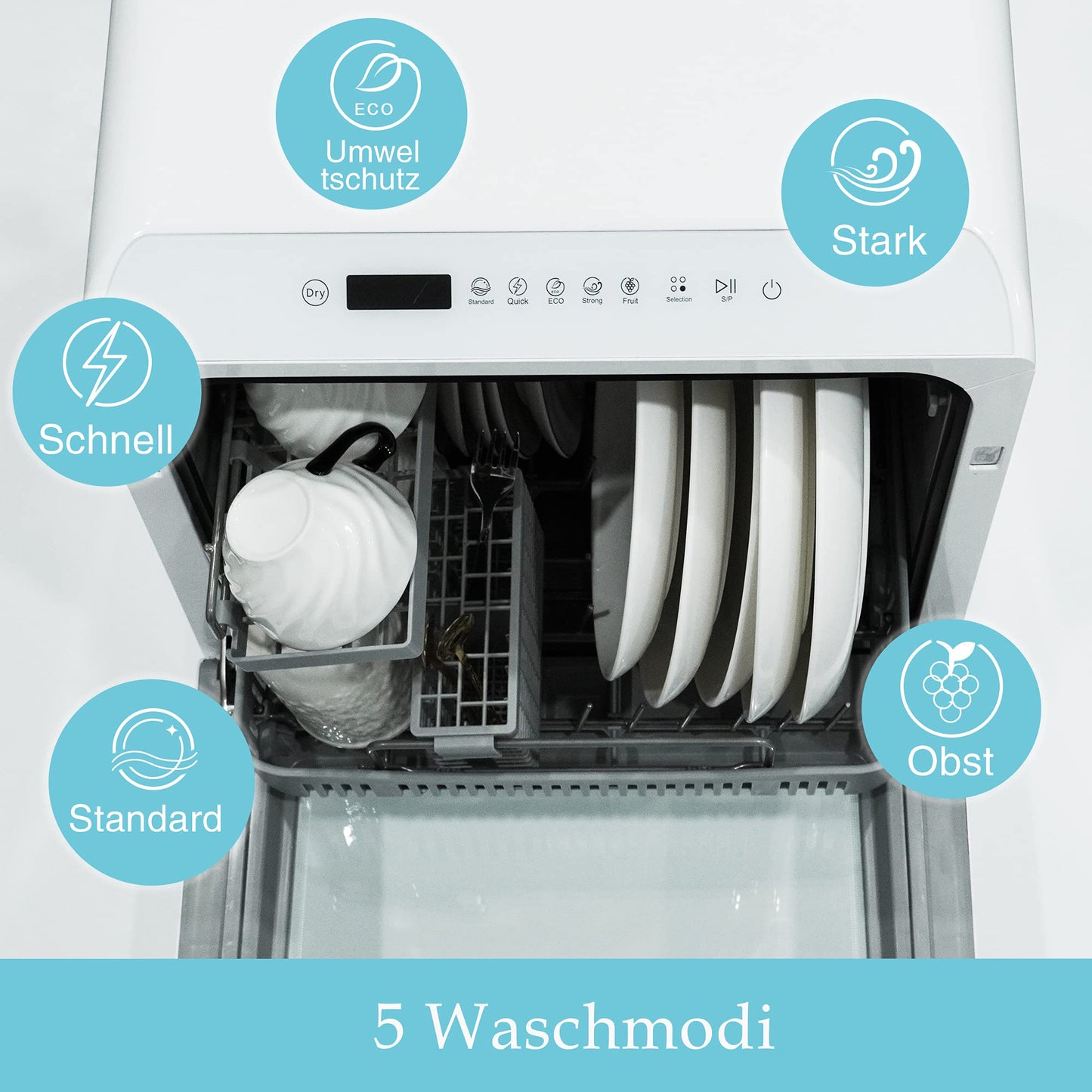 Mini Tischgeschirrspüler Freistehend 5L 6 Programme