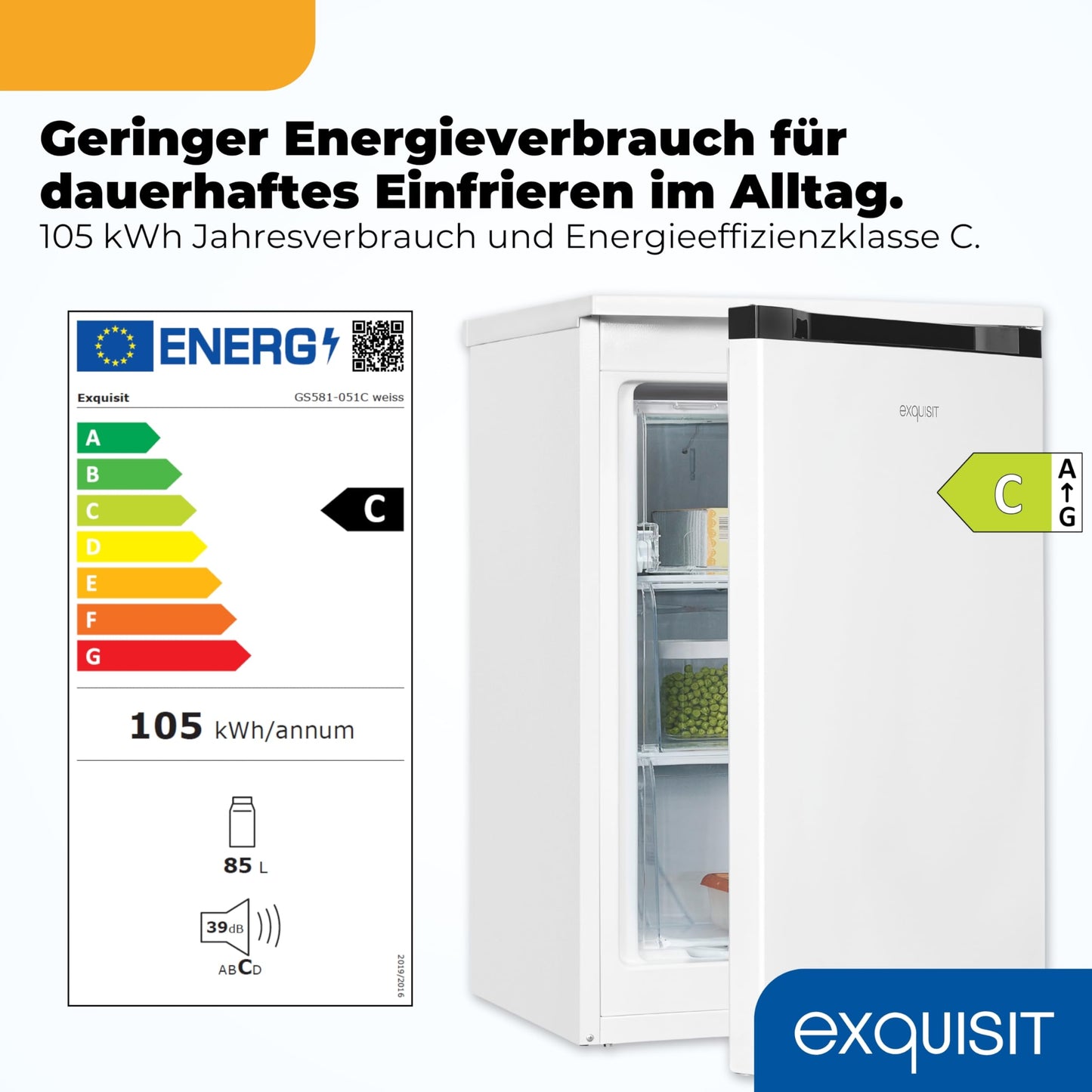 Exquisit Gefrierschrank 85L – Weiß