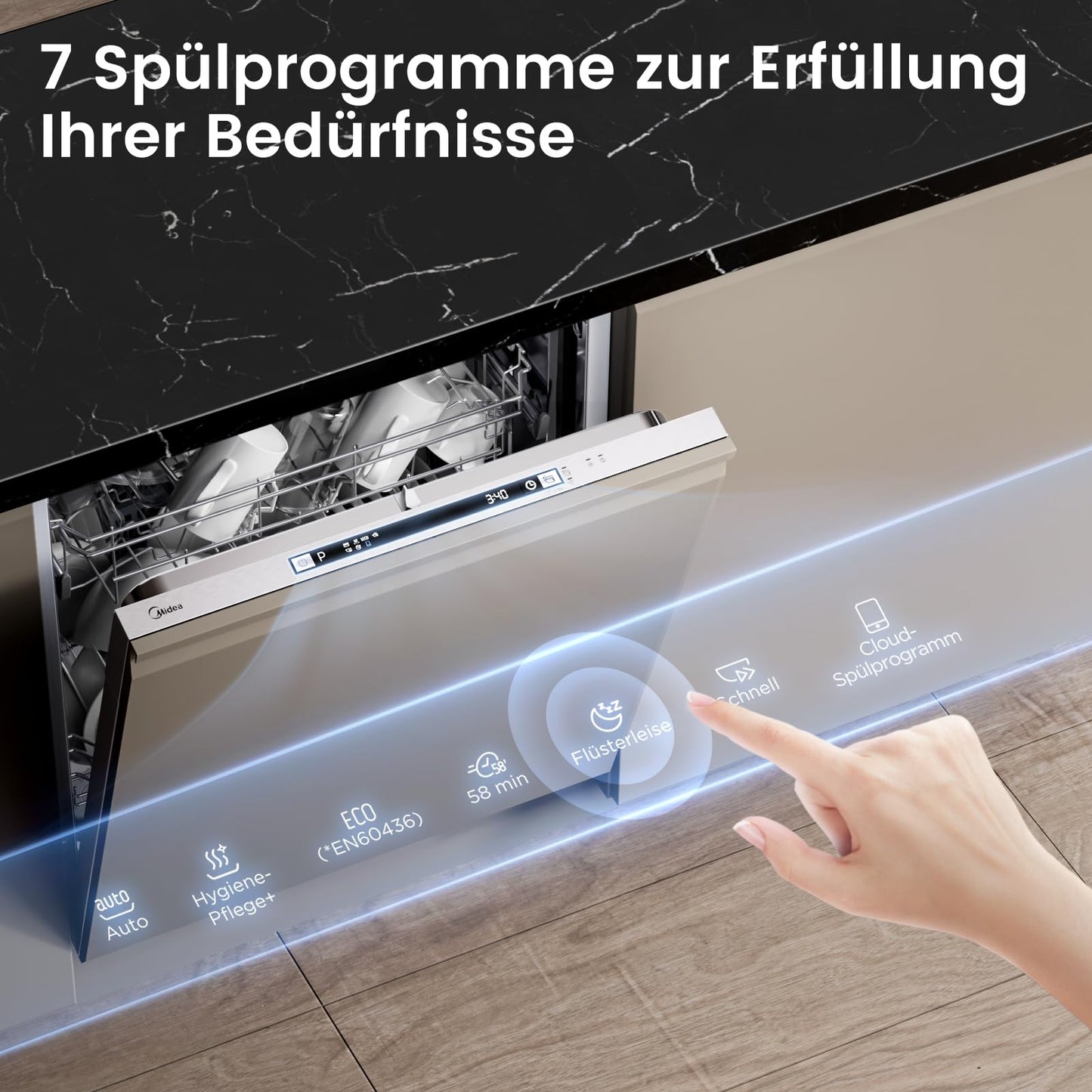 Midea Vollintegrierter Einbau-Geschirrspüler 60cm