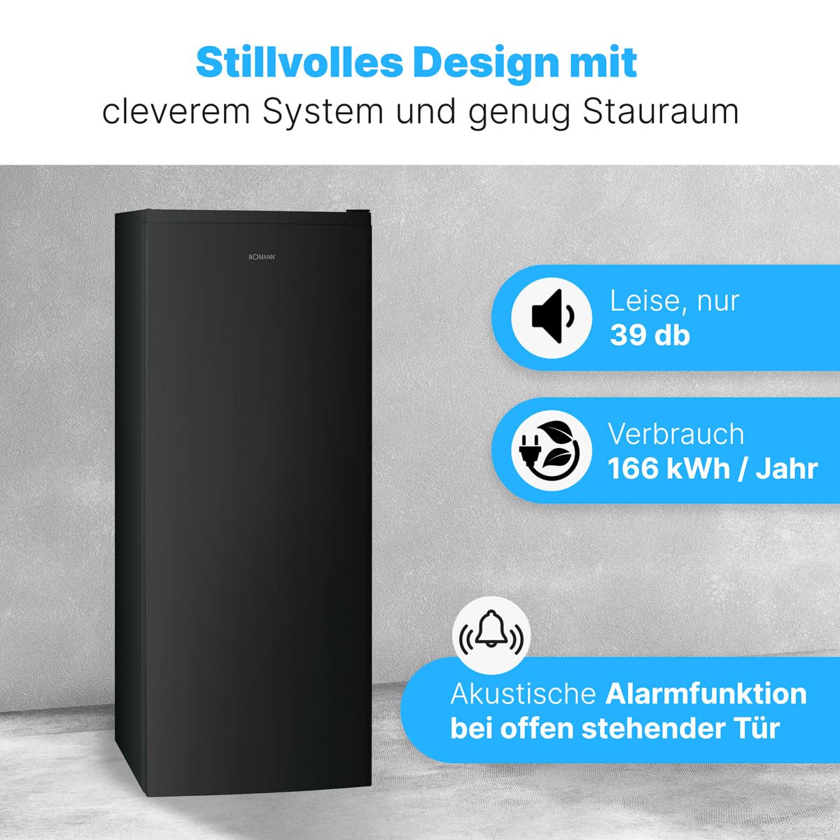 Bomann Gefrierschrank 161L – No Frost, Dark Inox