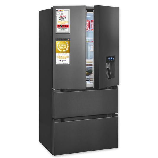 Exquisit French Door Kühlschrank 506L – No Frost, Inox Look