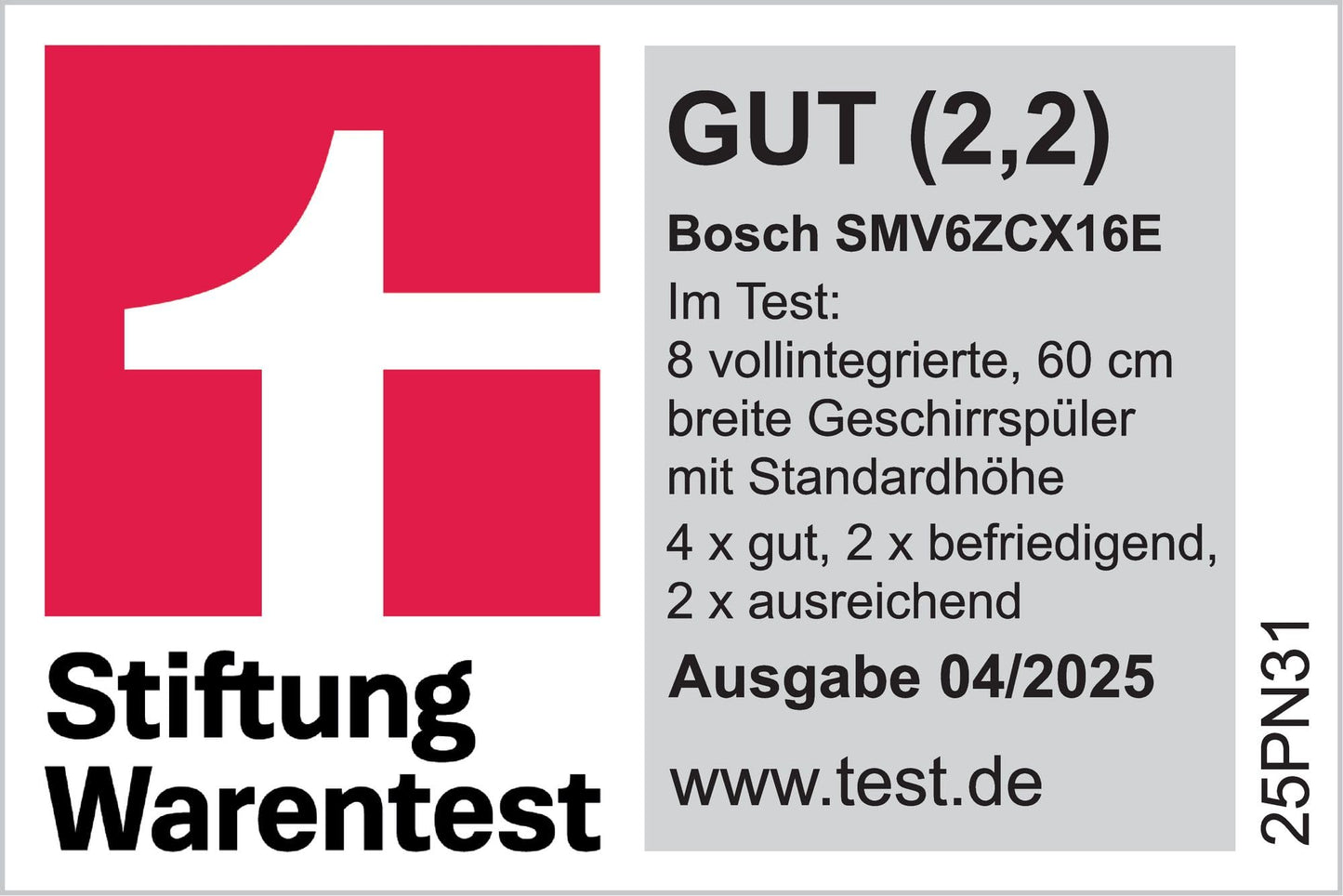 Bosch SMV6ZCX16E Serie 6 Vollintegrierter Geschirrspüler 60cm