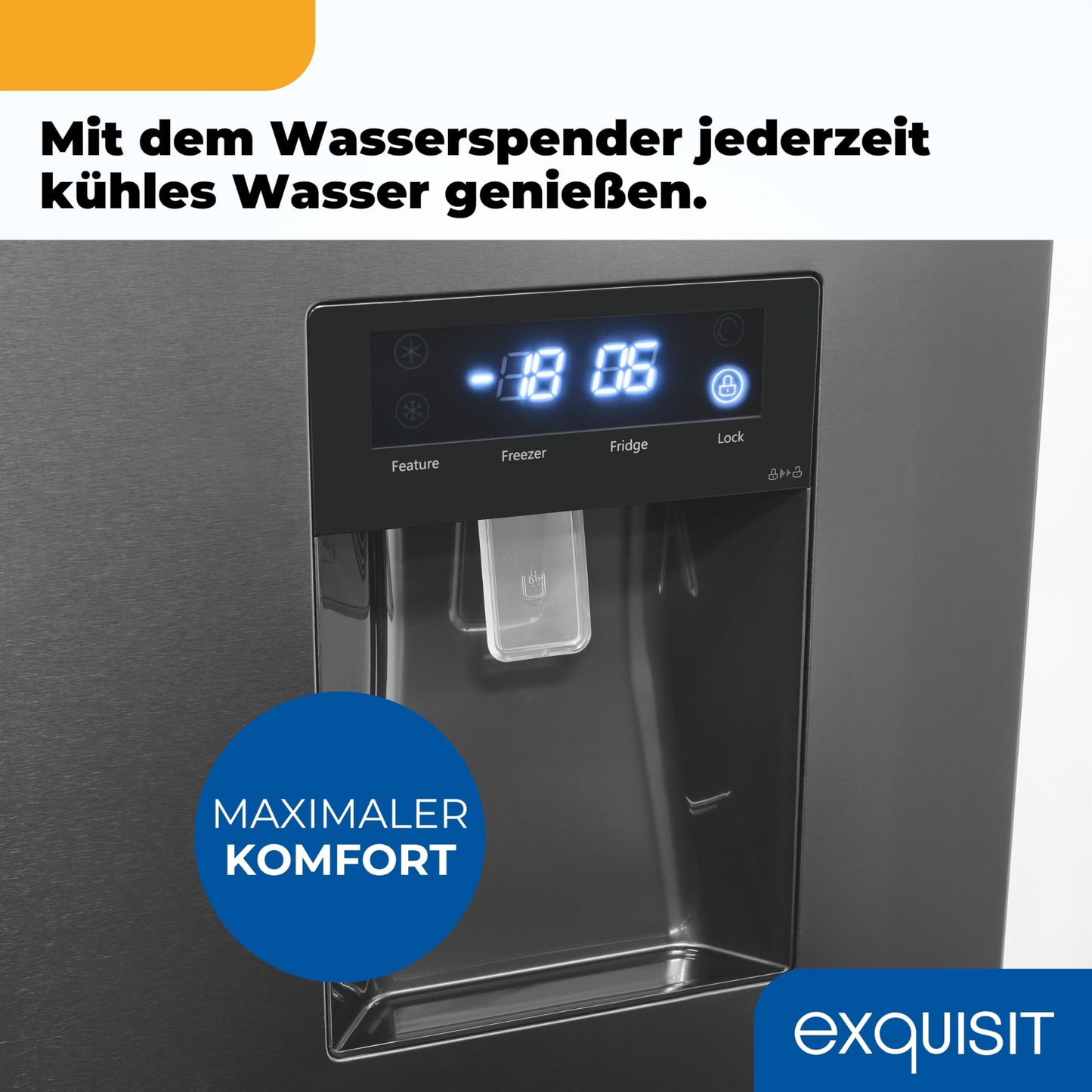 Exquisit French Door Kühlschrank 506L – No Frost, Inox Look