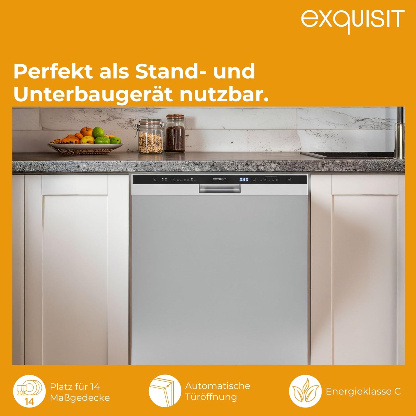 Exquisit GSP56314-030C Freistehender Geschirrspüler 60cm Silber